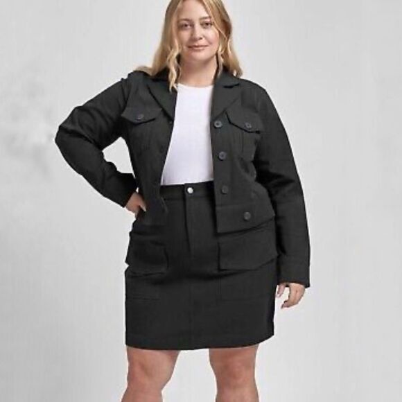 NWT Universal Standard Chelsea Stretch Cotton Twill Jacket Black Size Small (XL) - Picture 1 of 9